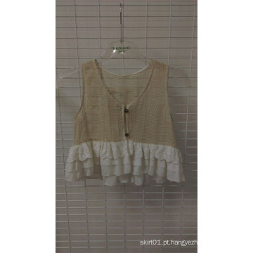 Lace Ruffle Vest Algodão Layer Camada Corpo e Chifon Roupas